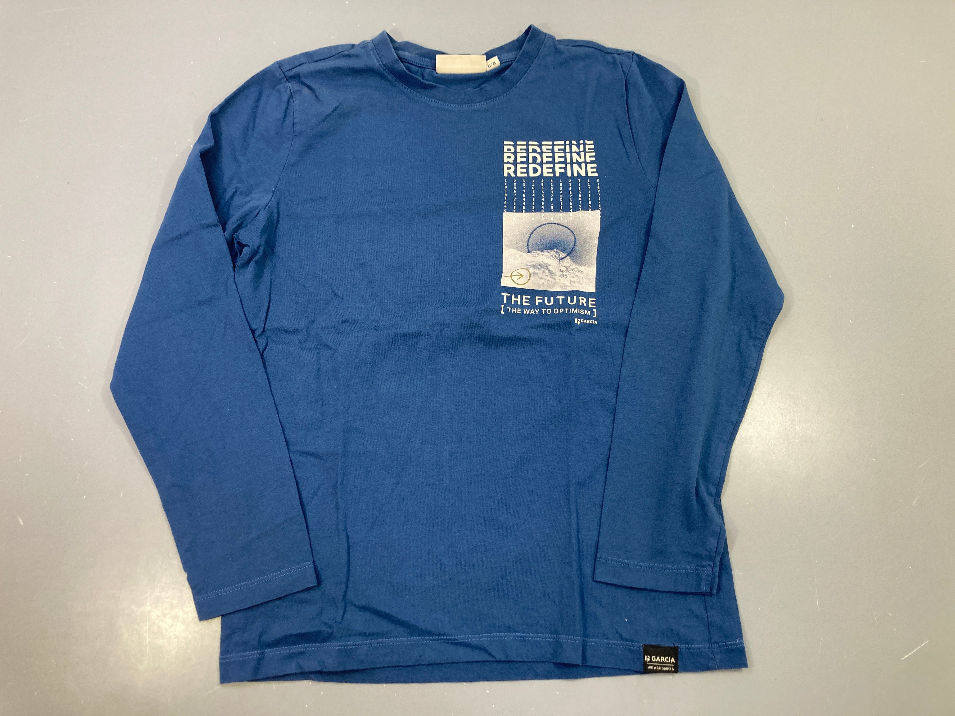 T-shirt m.l bleu imprimé 
