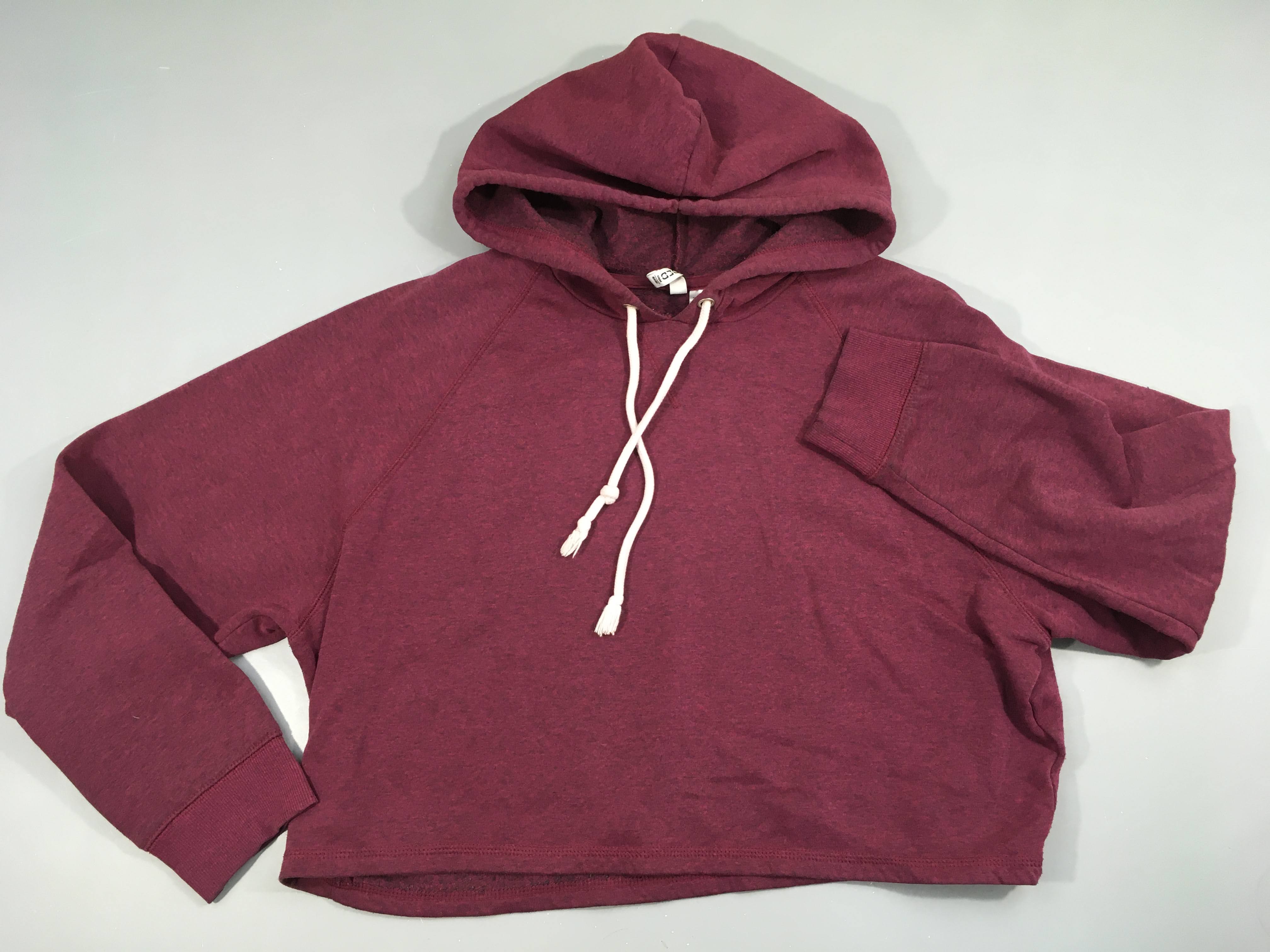 Sweat à capuche court mauve chiné