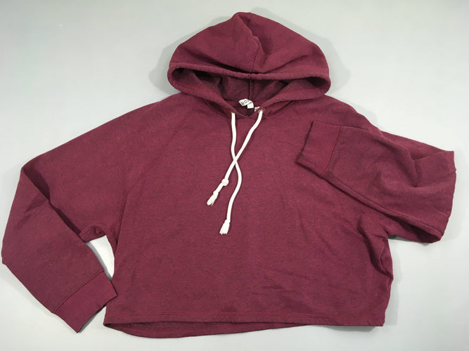 Sweat à capuche court mauve chiné, moins cher chez Petit Kiwi