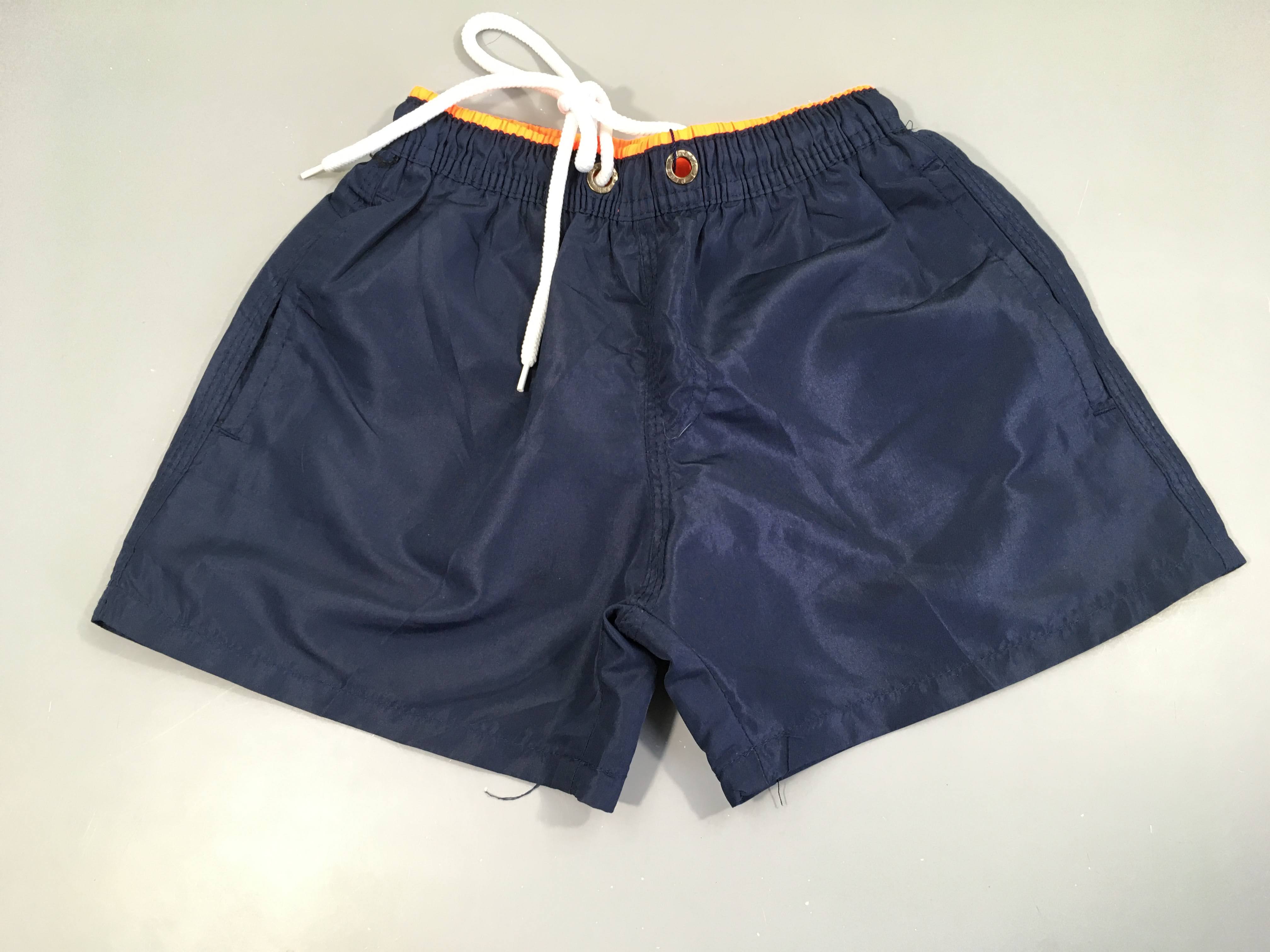 Maillot short bleu marine et taille orange