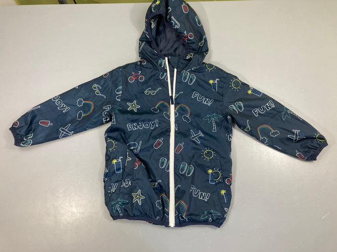 Veste coupe-vent à capuche bleu foncé Enjoy, moins cher chez Petit Kiwi