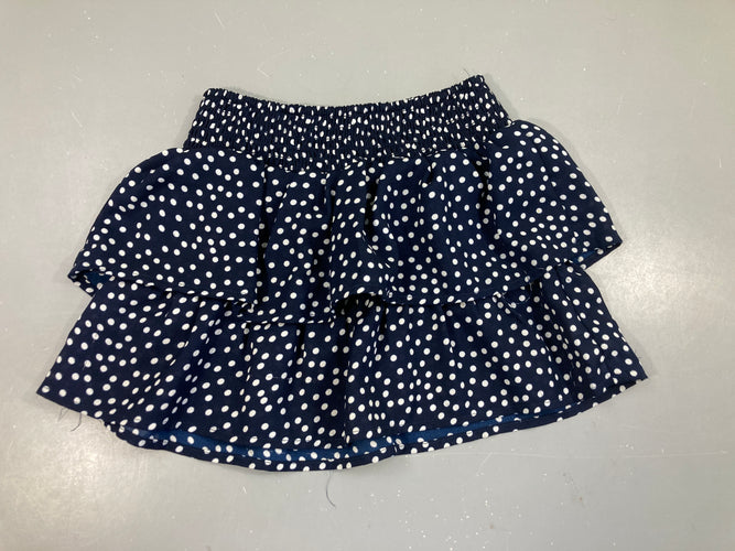 Jupe à volant bleu foncé pois blancs, moins cher chez Petit Kiwi