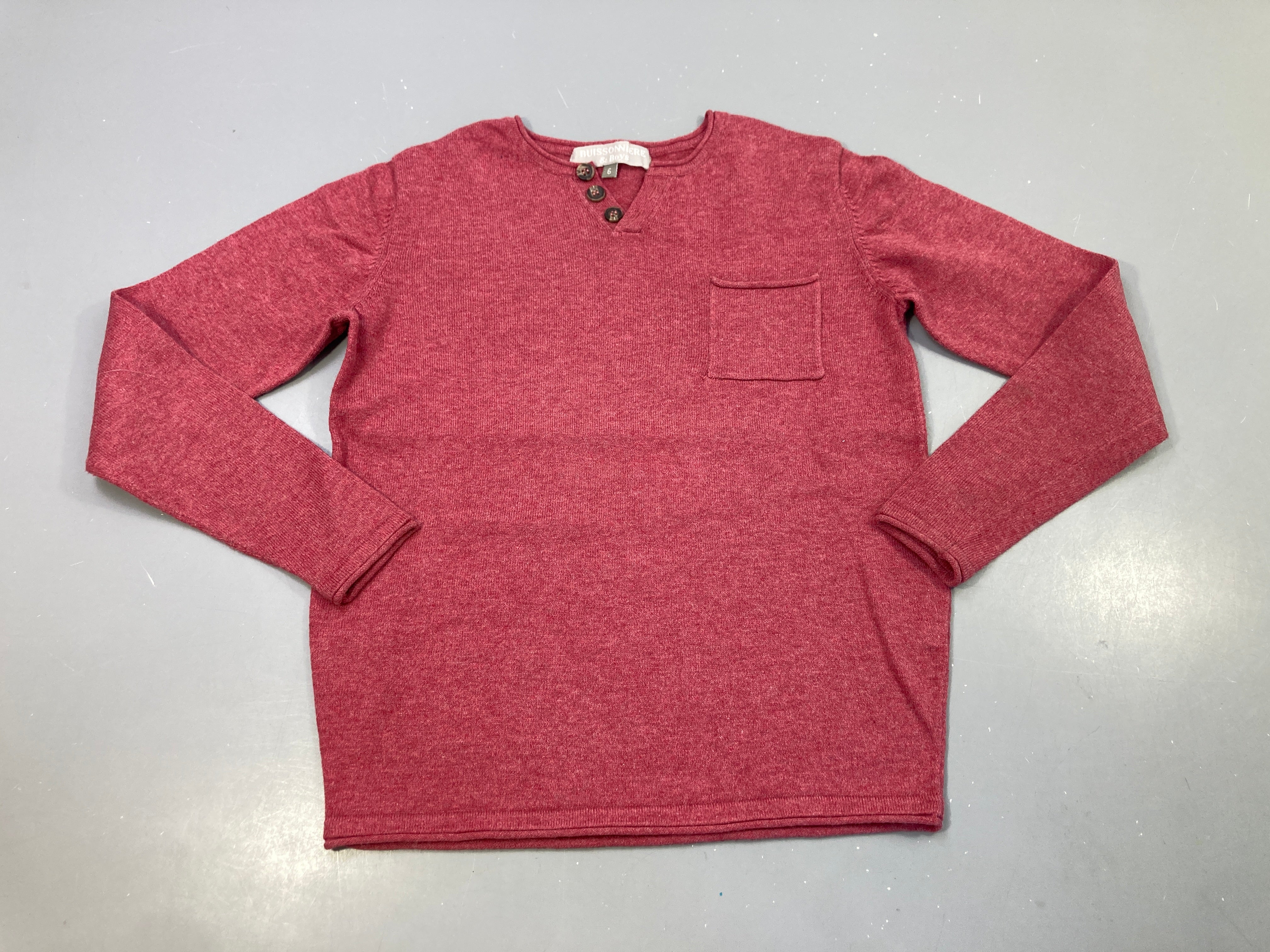 Pull fin rose chiné, petite poche, 5% cachemire