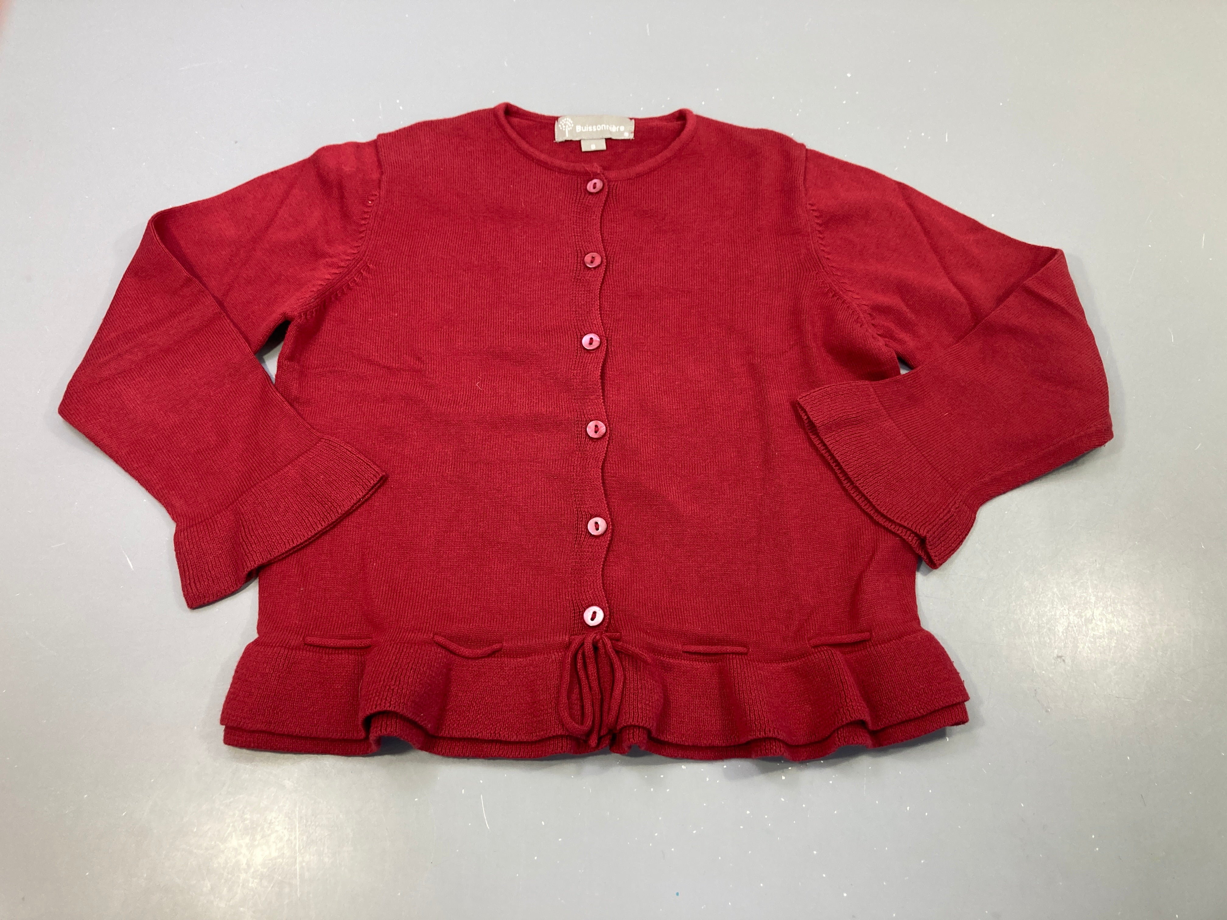 Gilet riuge bordeaux , à nouer à la taille, 10 % cachemire