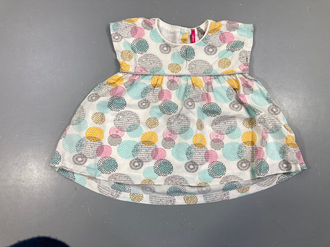 Robe m.c blanc ronds bleus roses, moins cher chez Petit Kiwi