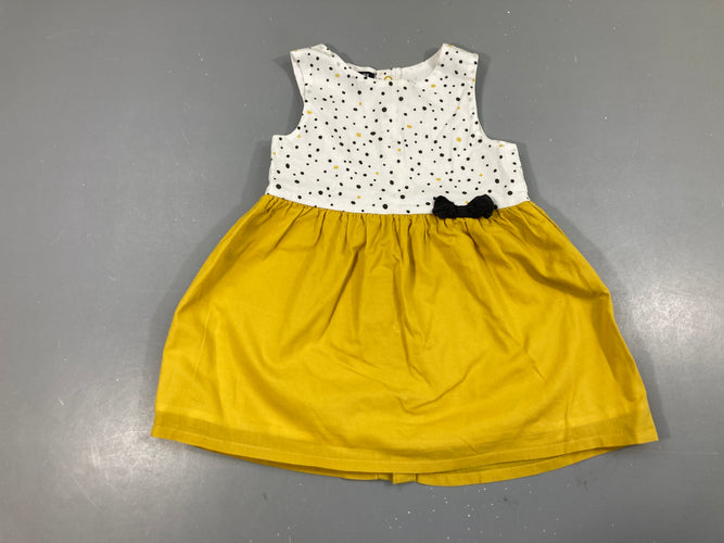 Robe s.m jaune bac/haut blanc pois, moins cher chez Petit Kiwi