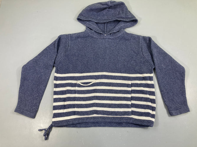 Pull acp bleu chiné rayé blanc, moins cher chez Petit Kiwi