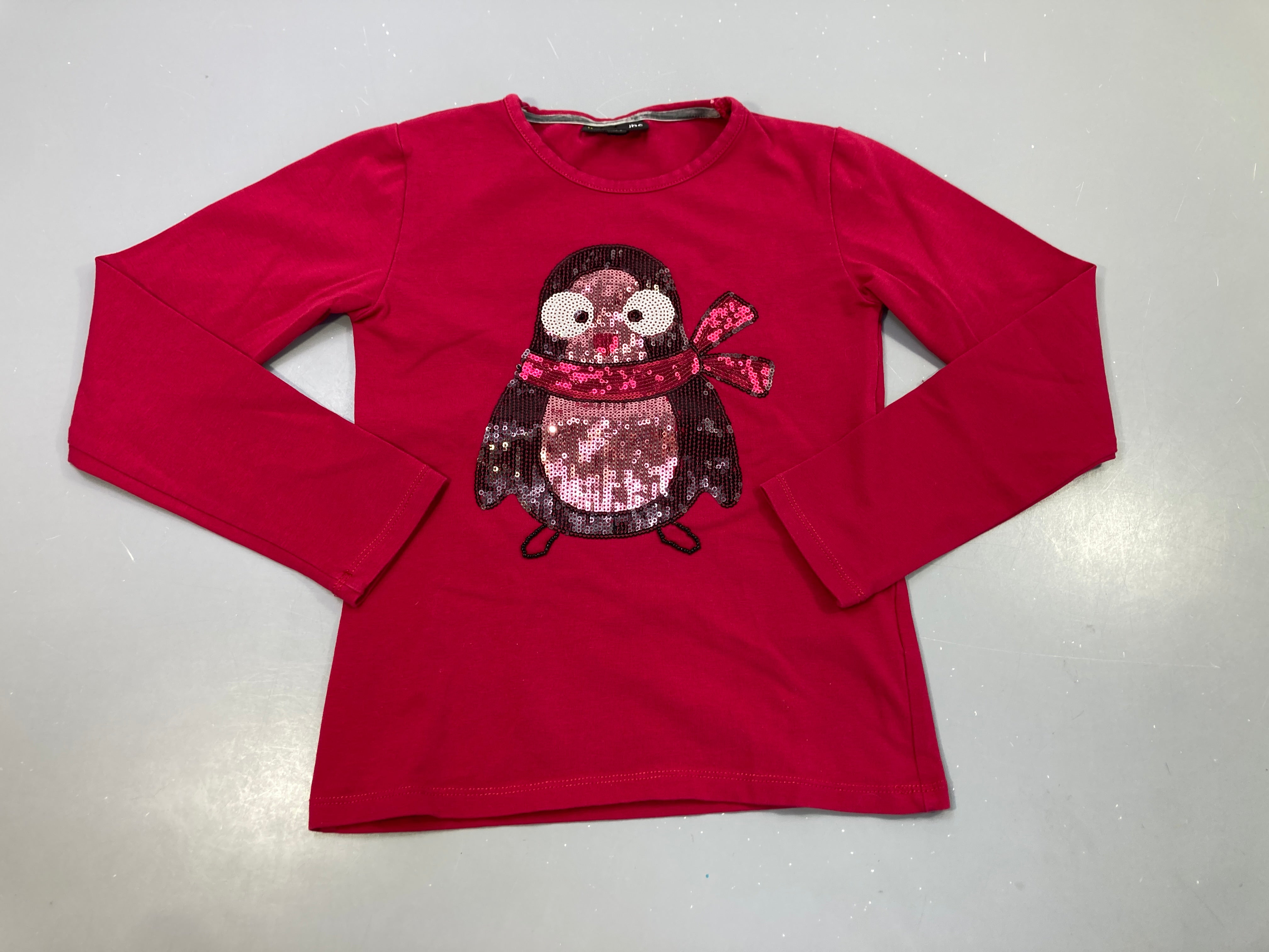 T-shirt m.l rose, pingouin en sequins