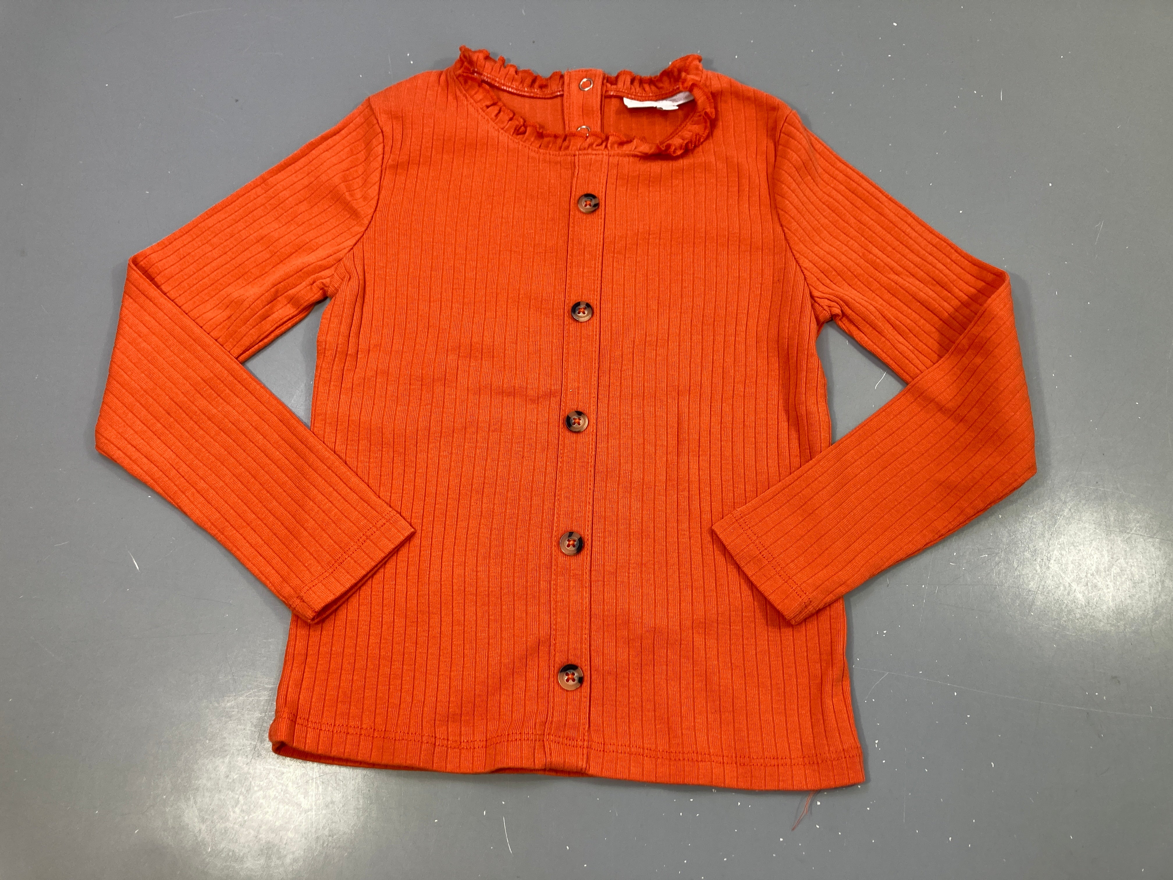 Blouse ml orange côtelé , effet boutonné
