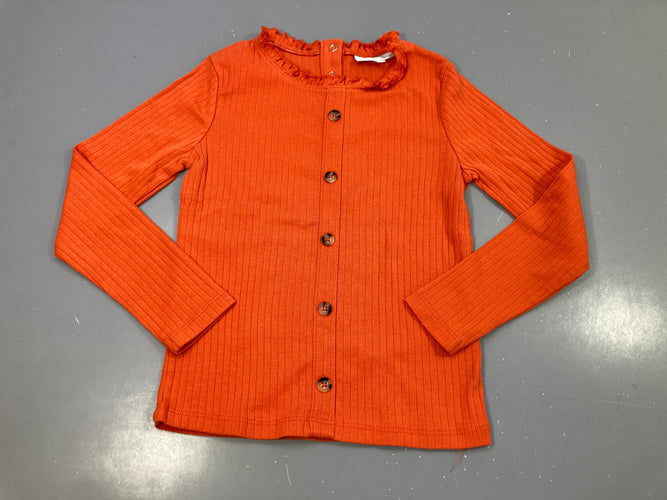 Blouse ml orange côtelé , effet boutonné, moins cher chez Petit Kiwi