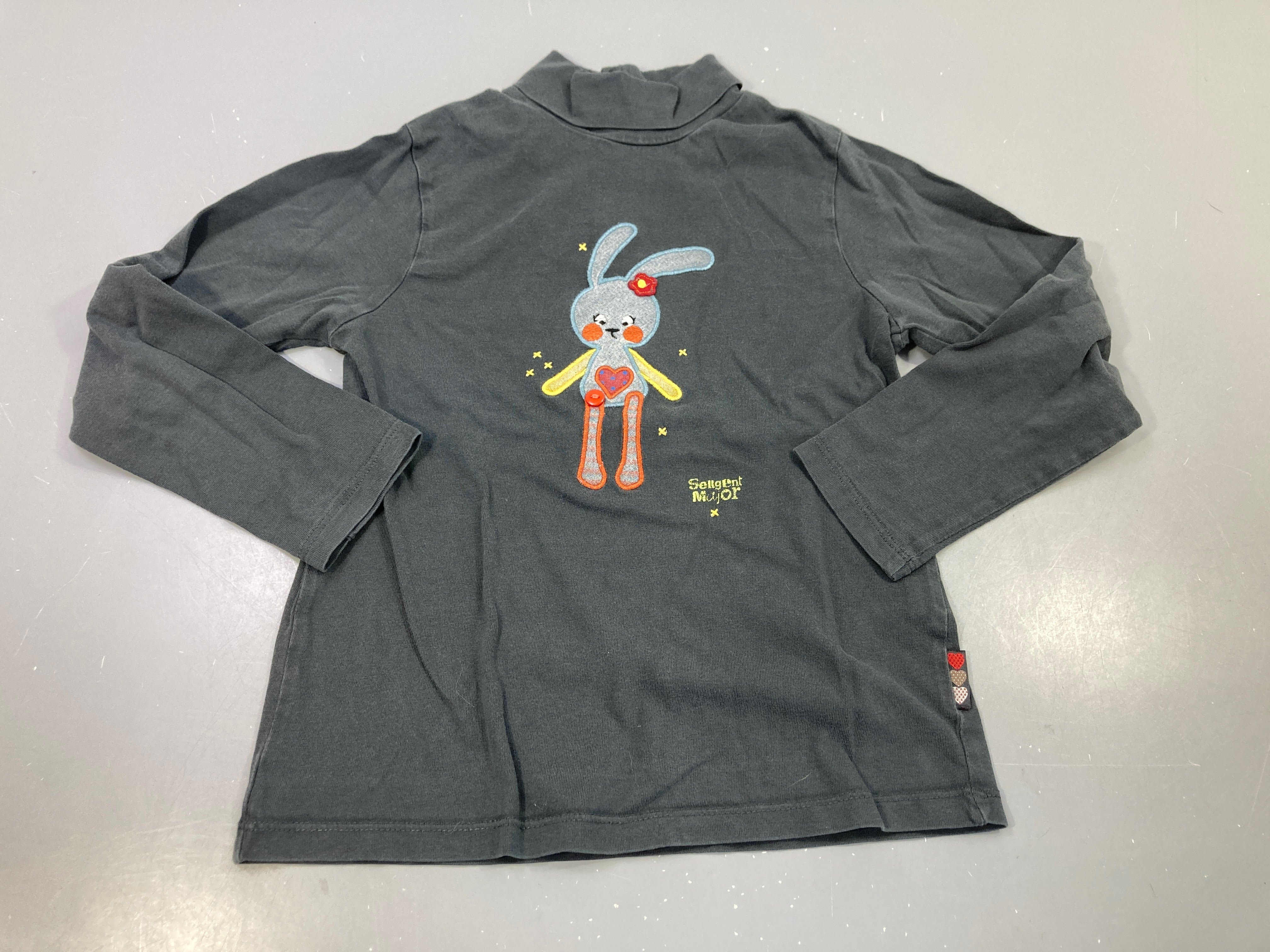 T-shirt m.l col roulé gris lapine rapiécée