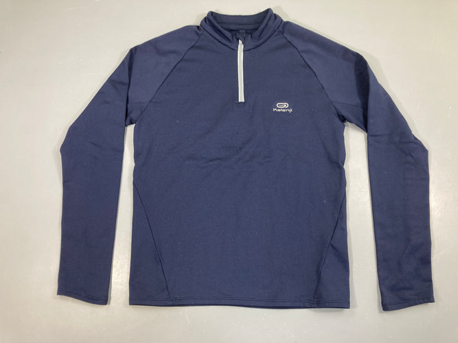 Sweat bleu marine de sport col zip Kalenji, moins cher chez Petit Kiwi