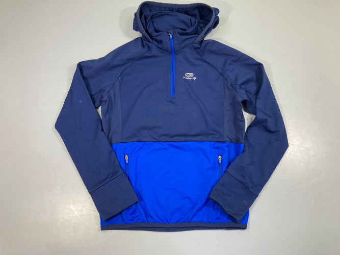 Sweat bleu de sport col zip Kalenji-Bouloché, moins cher chez Petit Kiwi