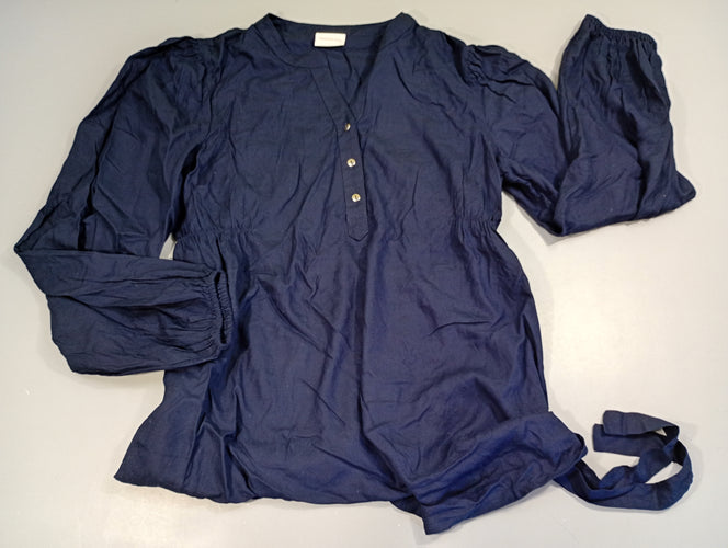 Blouse ml  de grossesse bleu marine avec ceinture, moins cher chez Petit Kiwi