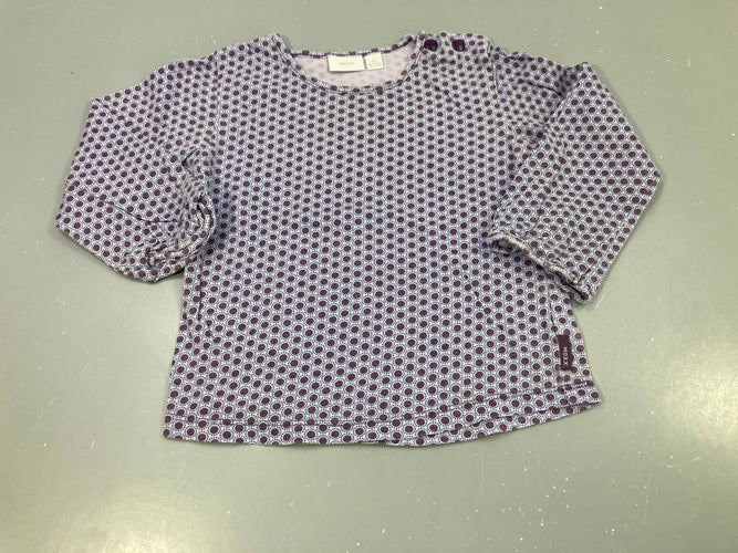 T-shirt m.l mauve clair à motifs géométriques bordeaux et bleu, moins cher chez Petit Kiwi