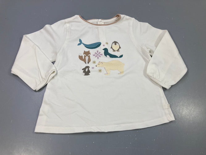 T-shirt m.l blanc  animaux  polaire, moins cher chez Petit Kiwi