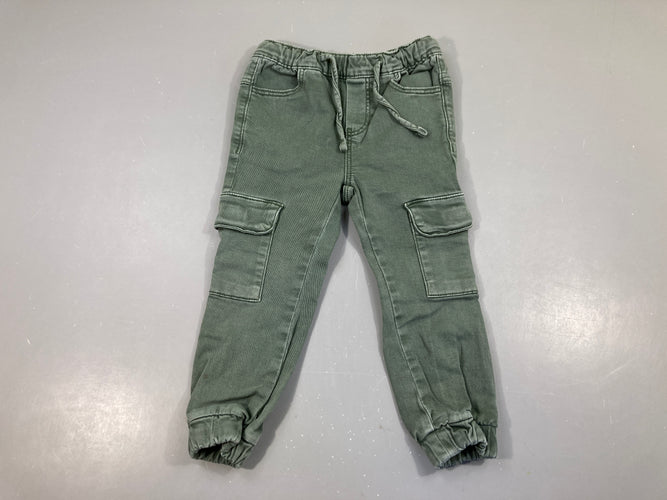 Pantalon cargo Kaki taille et chevilles élastiques, moins cher chez Petit Kiwi