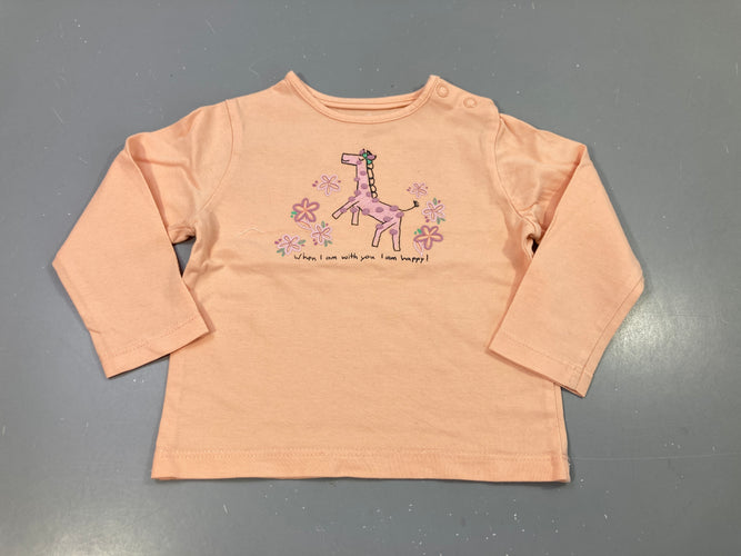 T-shirt m.l  orange clair, girafe et fleurs, moins cher chez Petit Kiwi