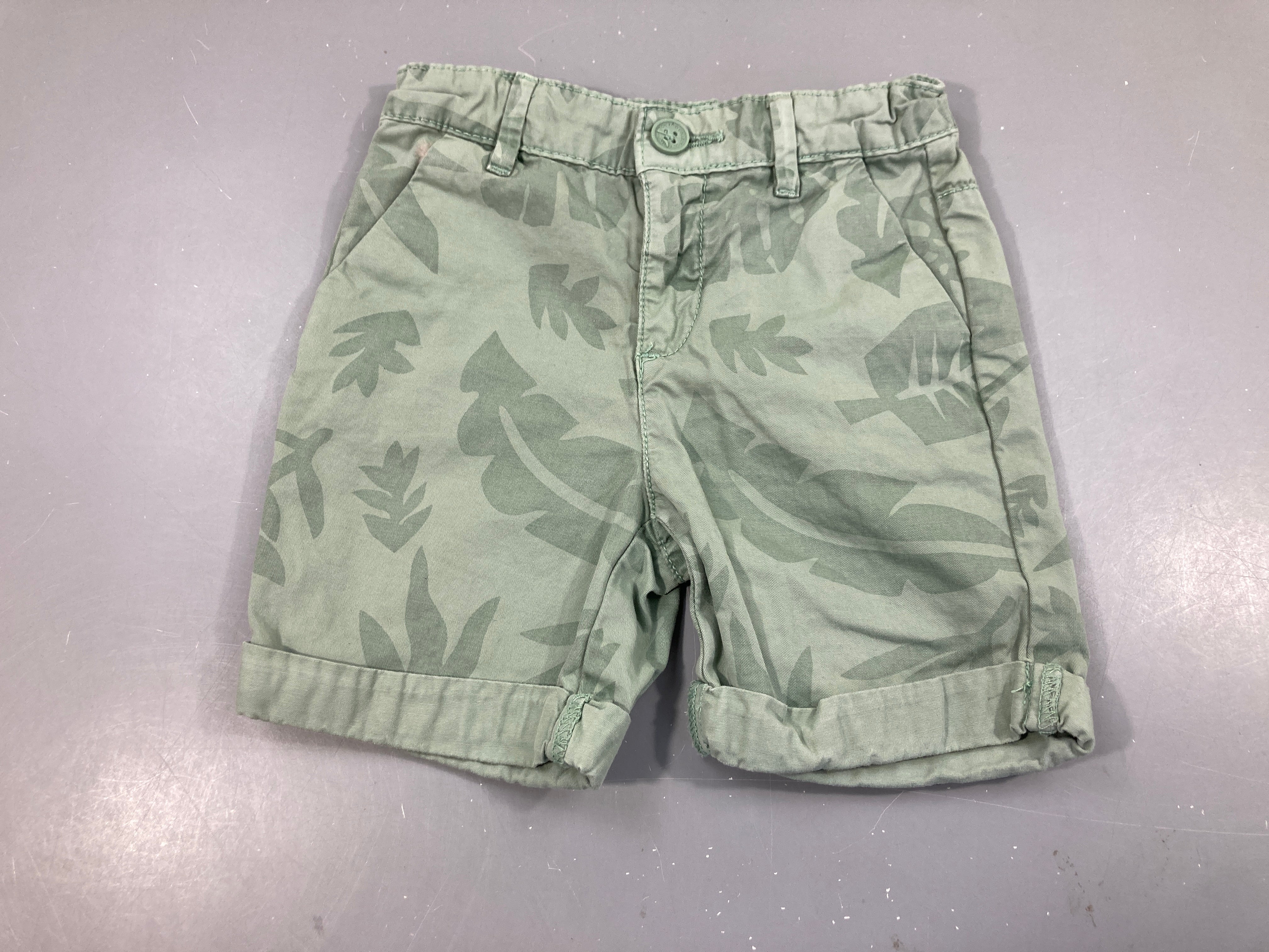 Bermuda 100%coton avr vert feuillage