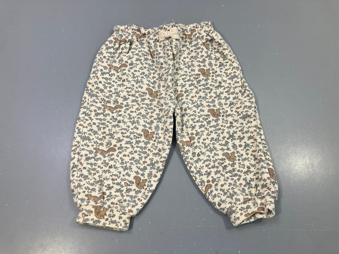 Pantalon molleton blanc à motifs écureuils, fleurs,..., moins cher chez Petit Kiwi