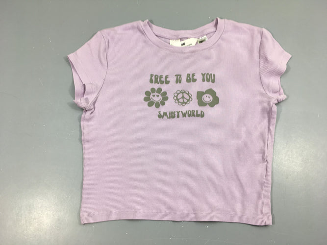 T-shirt m.c côtes parme fleurs, moins cher chez Petit Kiwi