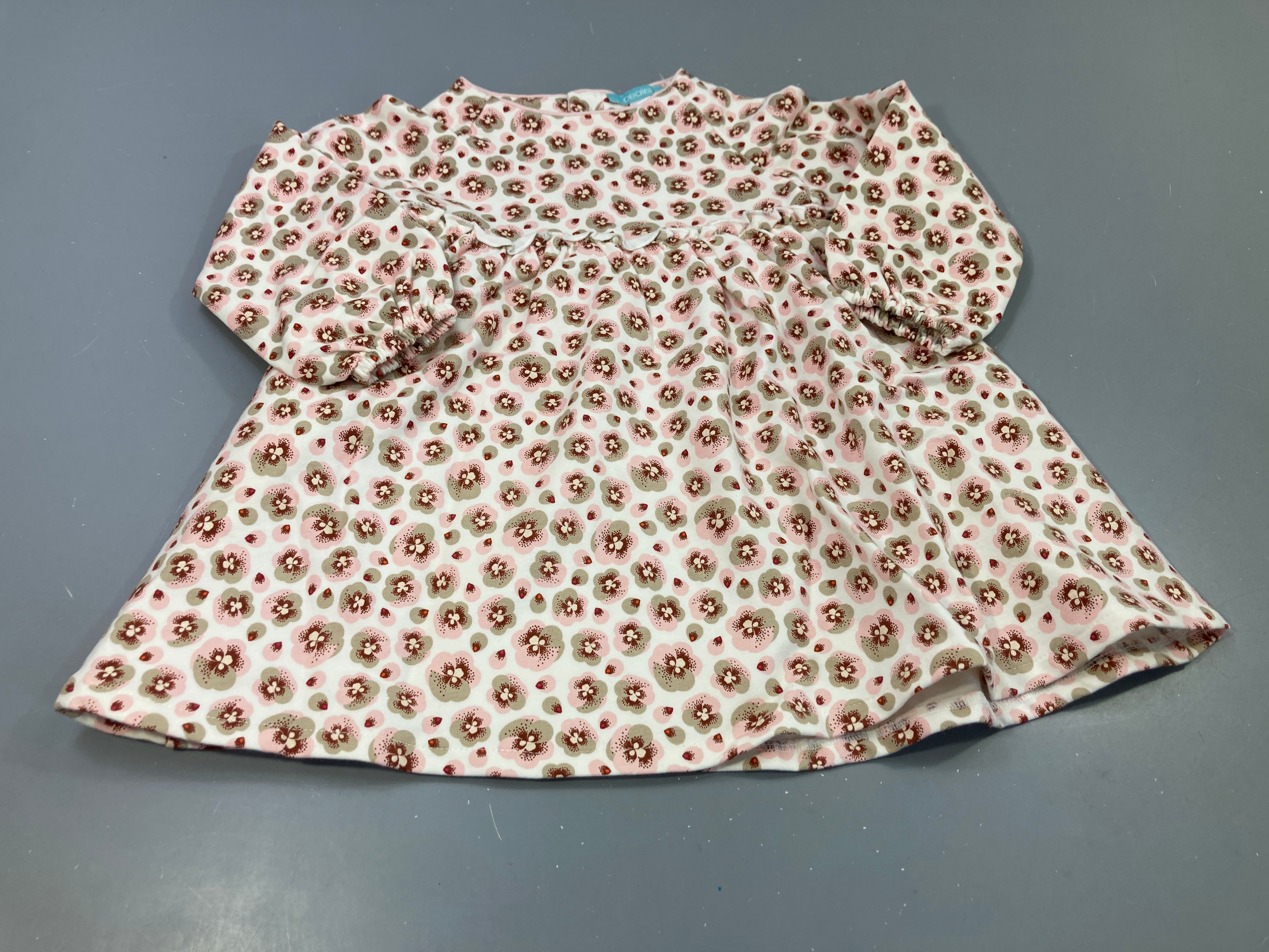 Robe m.l  molletonblanche à fleurs rose et gris, intérieur doux et chaud