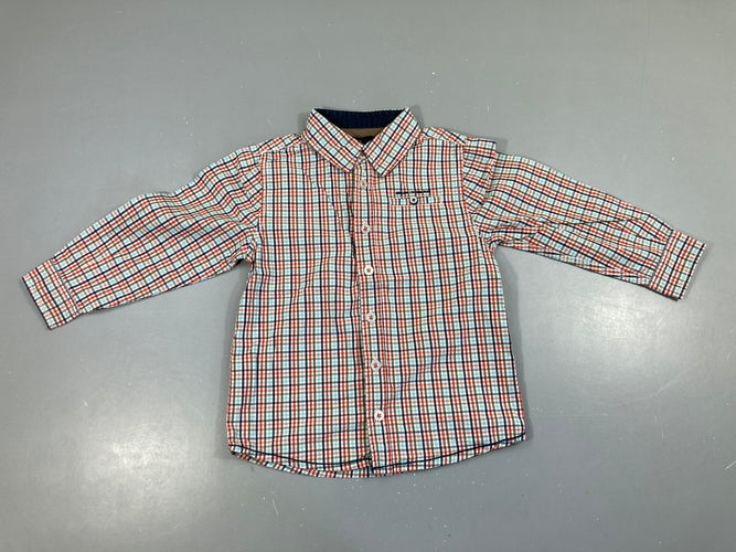 Chemise m.l à carreaux bleu clair-bleu-orange, moins cher chez Petit Kiwi