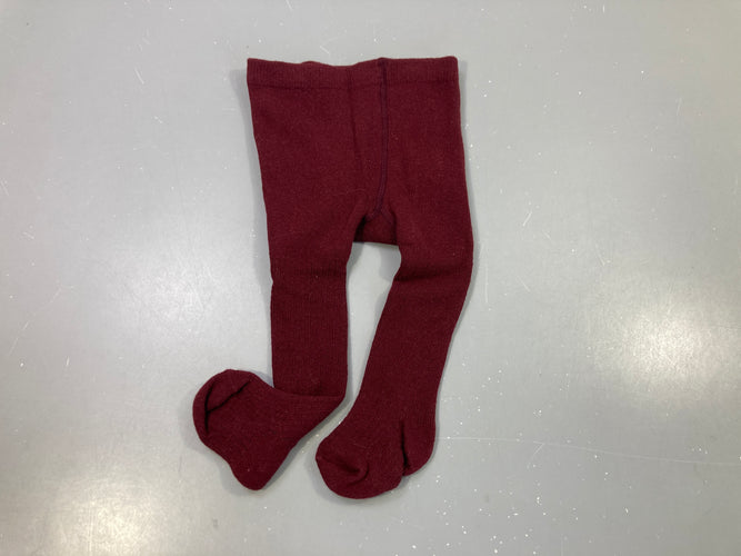 Collants bordeaux , pas de taille indiquée, estimée 3-6m, moins cher chez Petit Kiwi