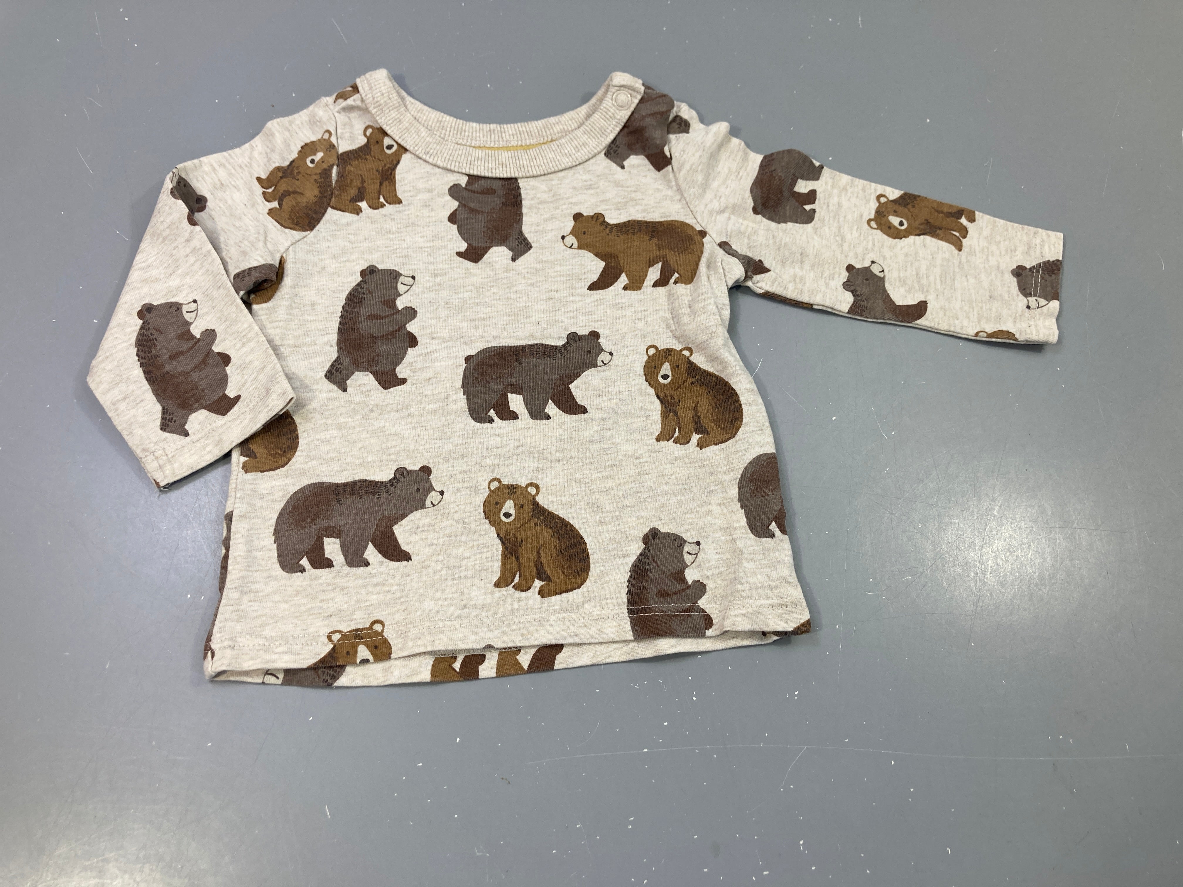 T-shirt m.l  beige flammé, ours  bruns