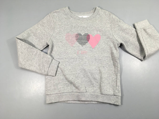 Sweat gris chiné coeurs, moins cher chez Petit Kiwi