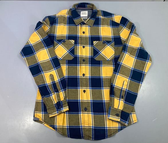 Chemise m.l carreaux flanelle jaune bleu marine, edc, moins cher chez Petit Kiwi