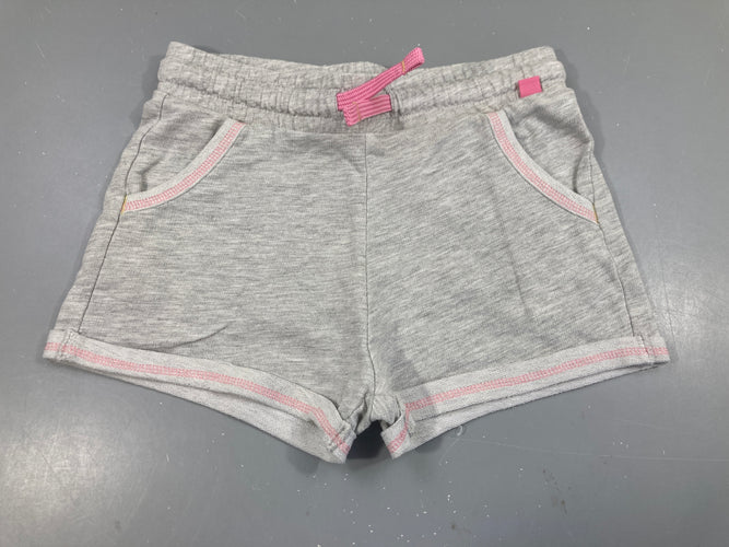 Short molleton gris clair chiné à revers coutures roses, moins cher chez Petit Kiwi