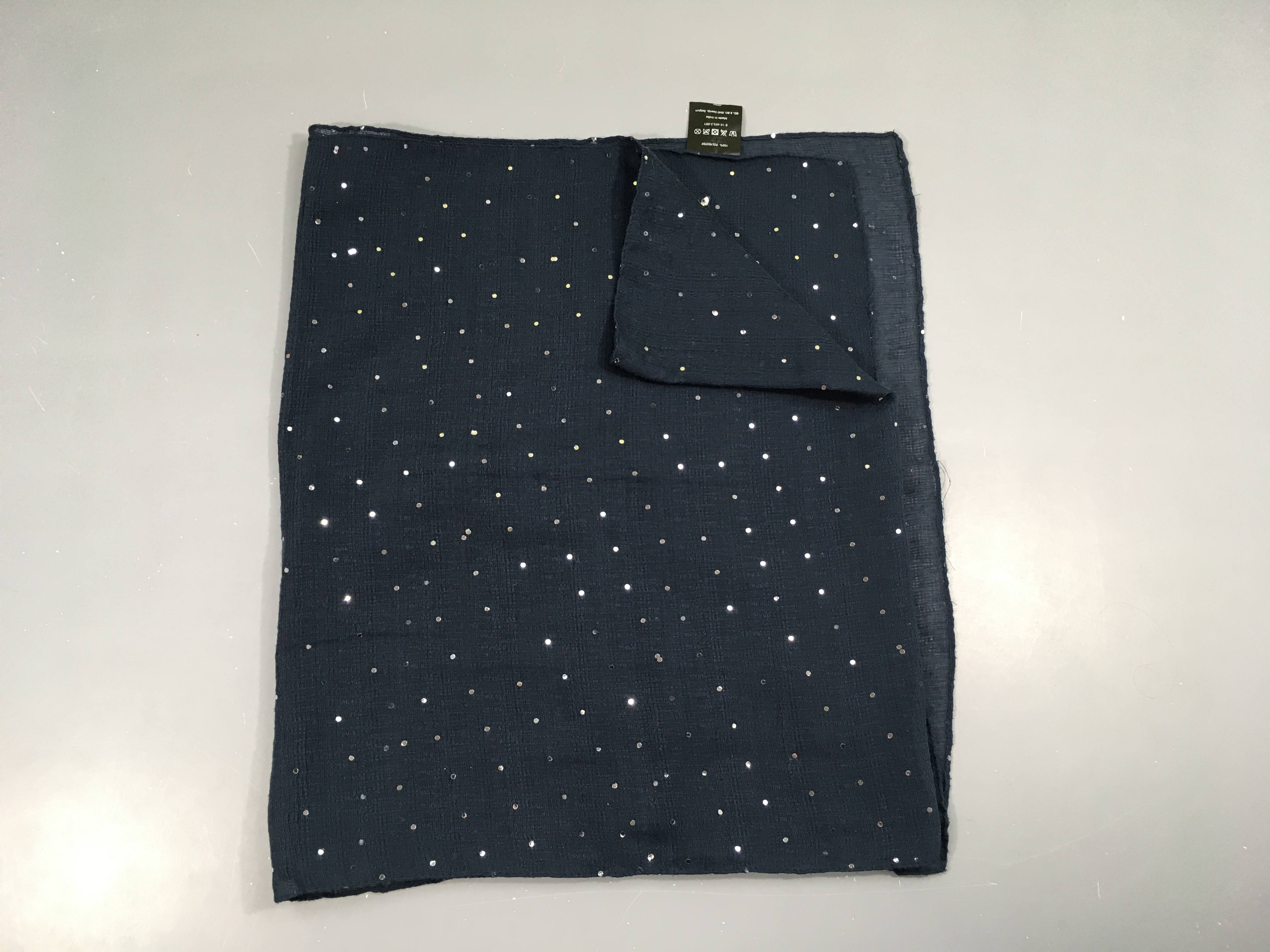 Foulard bleu pois argentés