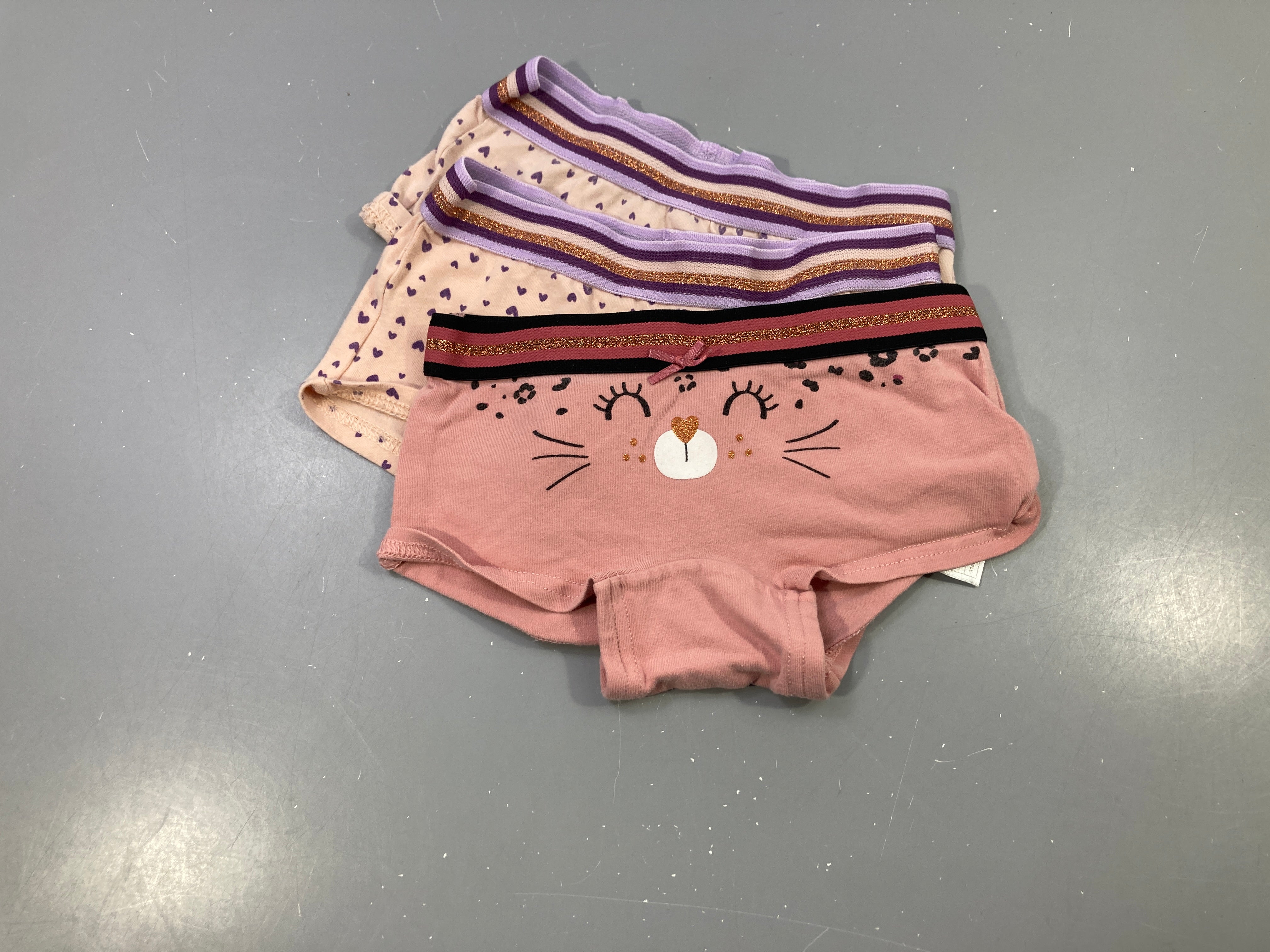 3 Culottes chat/coeurs/coeurs