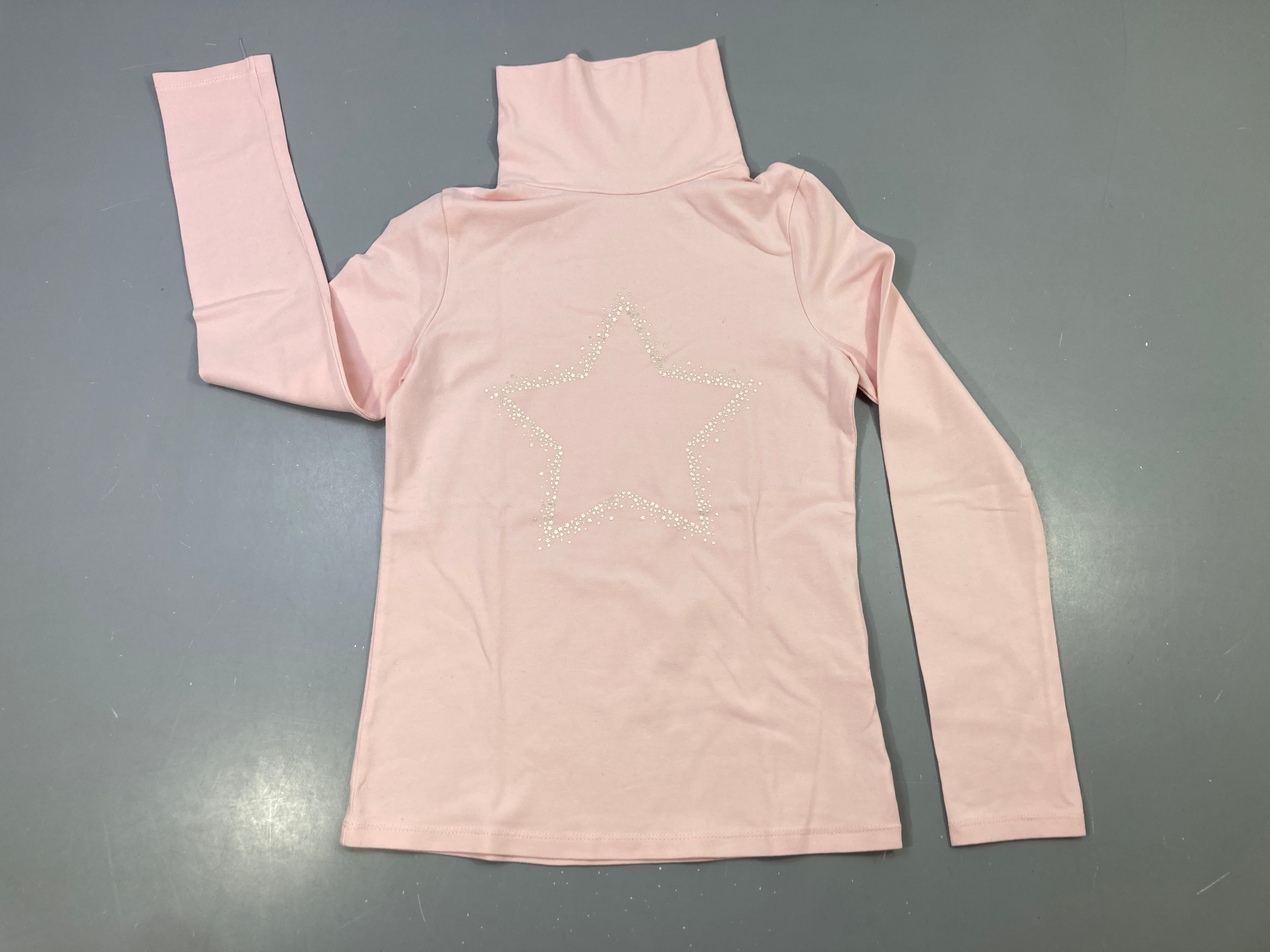 T-shirt m.l col roulé rose pâle brodé étoile