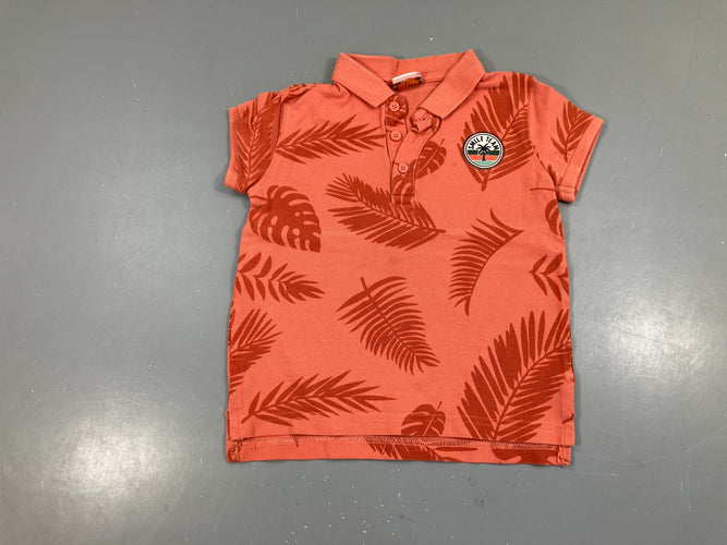 Polo m.c orangé feuillage. Taché léger avant, moins cher chez Petit Kiwi