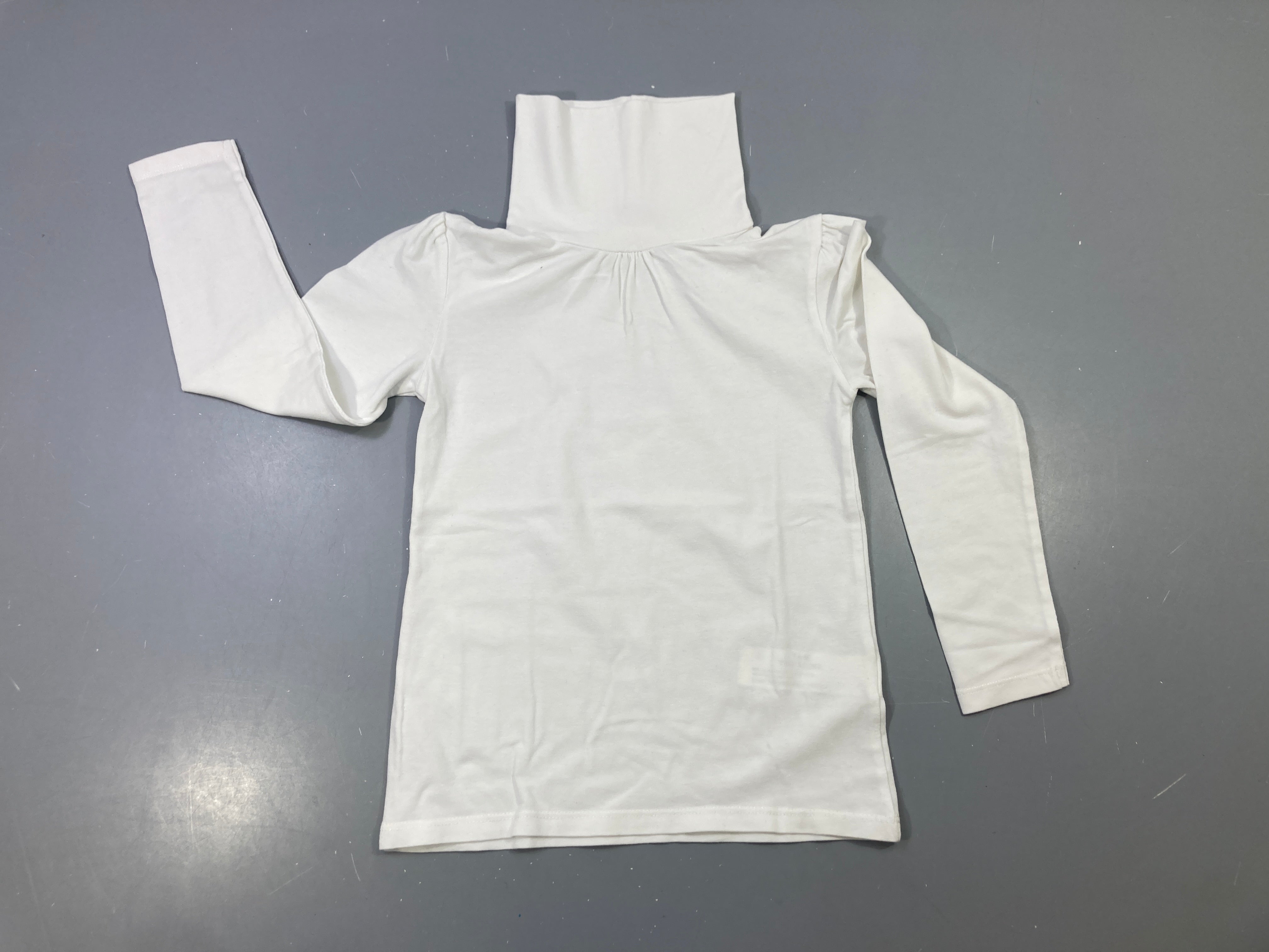 T-shirt m.l col roulé blanc épaules bouffantes