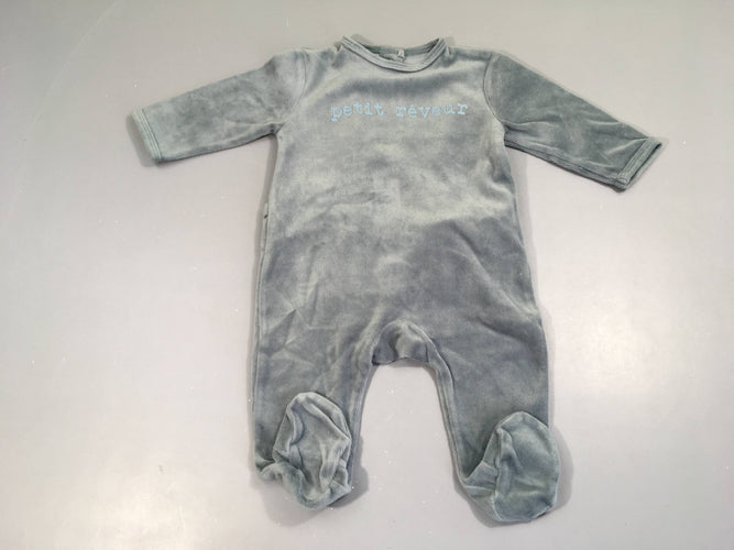 Pyjama velours gris Petit rêveur, moins cher chez Petit Kiwi