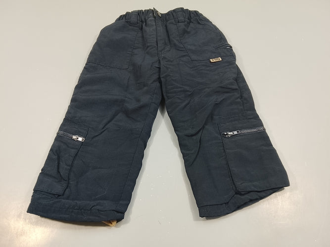 Pantalon de ski bleu marine  doublé polar, moins cher chez Petit Kiwi