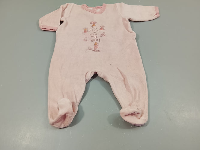 Pyjama velours rose clair , chatons " les jeux de seaux... c'est trop rigolo!", moins cher chez Petit Kiwi