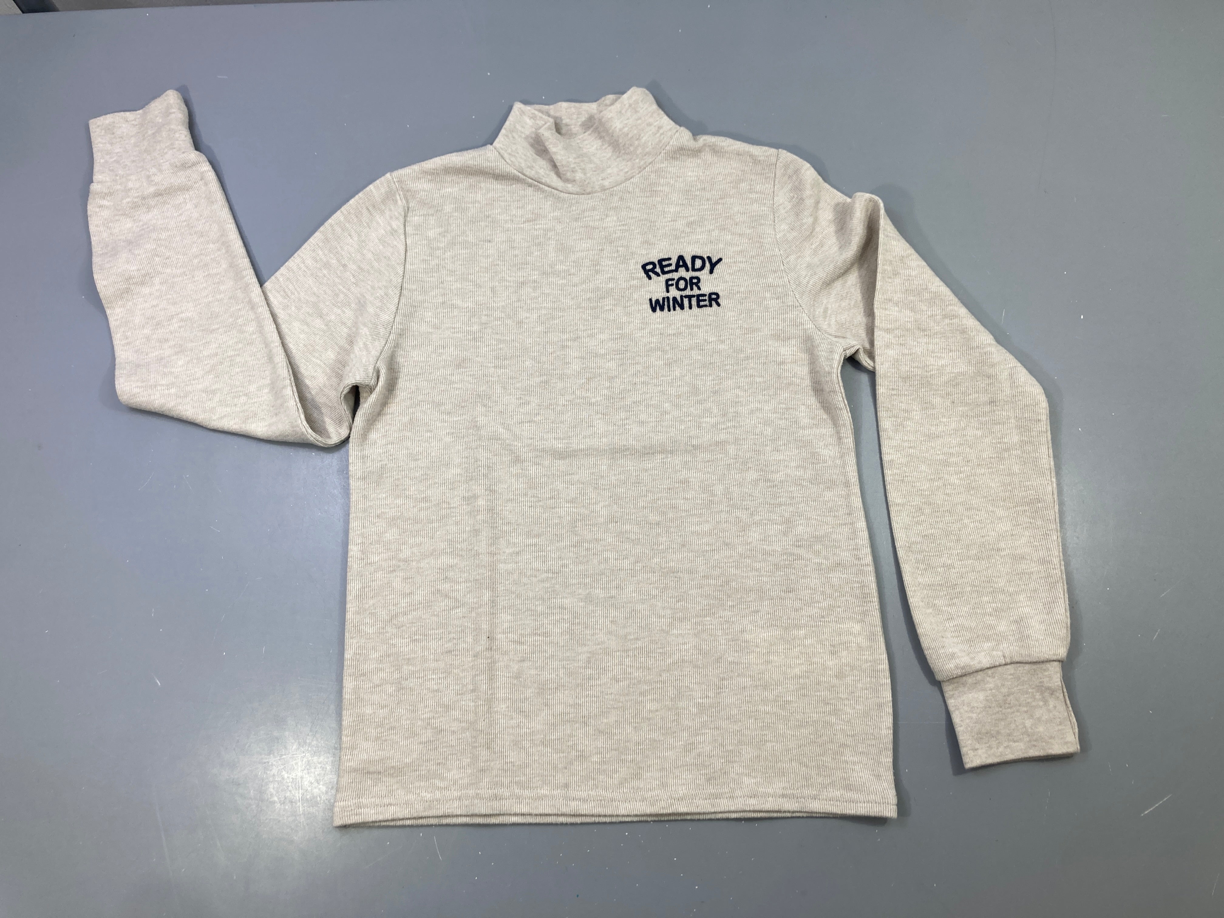 T-shirt m.l col montant mailles écru brodé Ready For Winter
