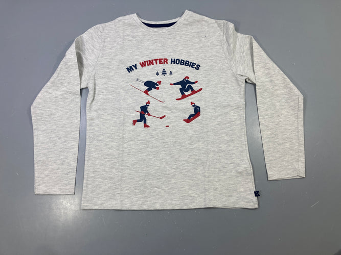 T-shirt m.l gris chiné imprimé My Winter Hobbies, moins cher chez Petit Kiwi