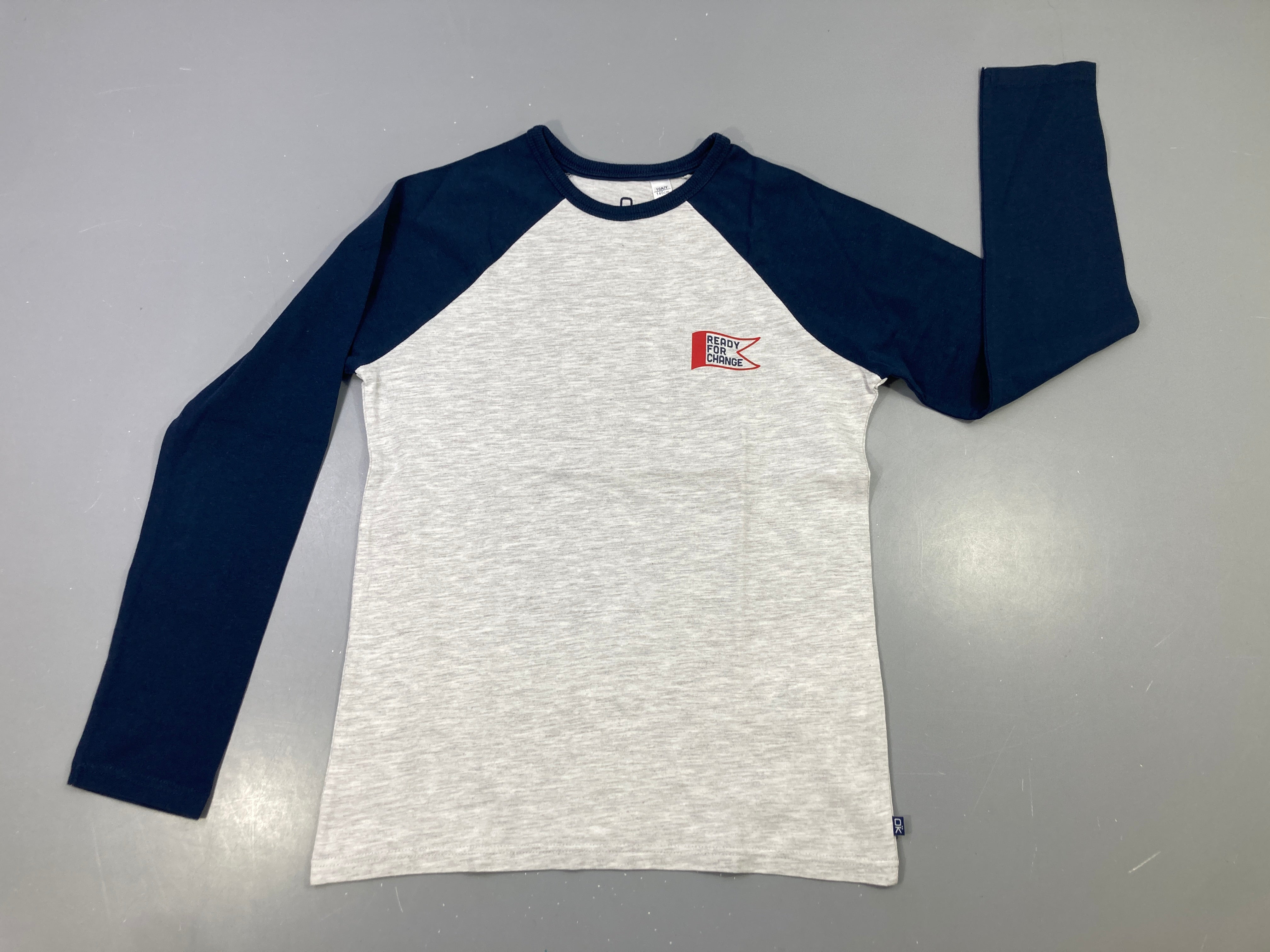 T-shirt m.l bicolore gris bleu marine imprimé Ready For Change