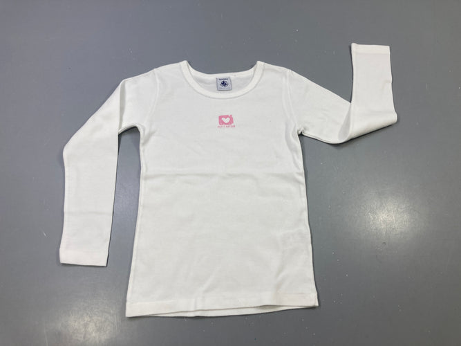 Chemisette m.l blanc logo cœur rose, moins cher chez Petit Kiwi