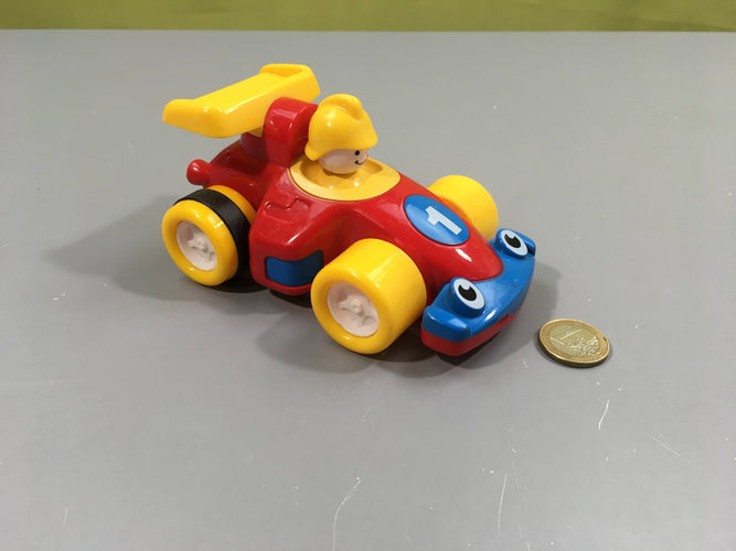 Voiture de course rouge-jaune-bleu 1, moins cher chez Petit Kiwi