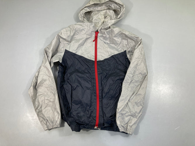 Veste k-way gris-bleu à capuche bleu, moins cher chez Petit Kiwi