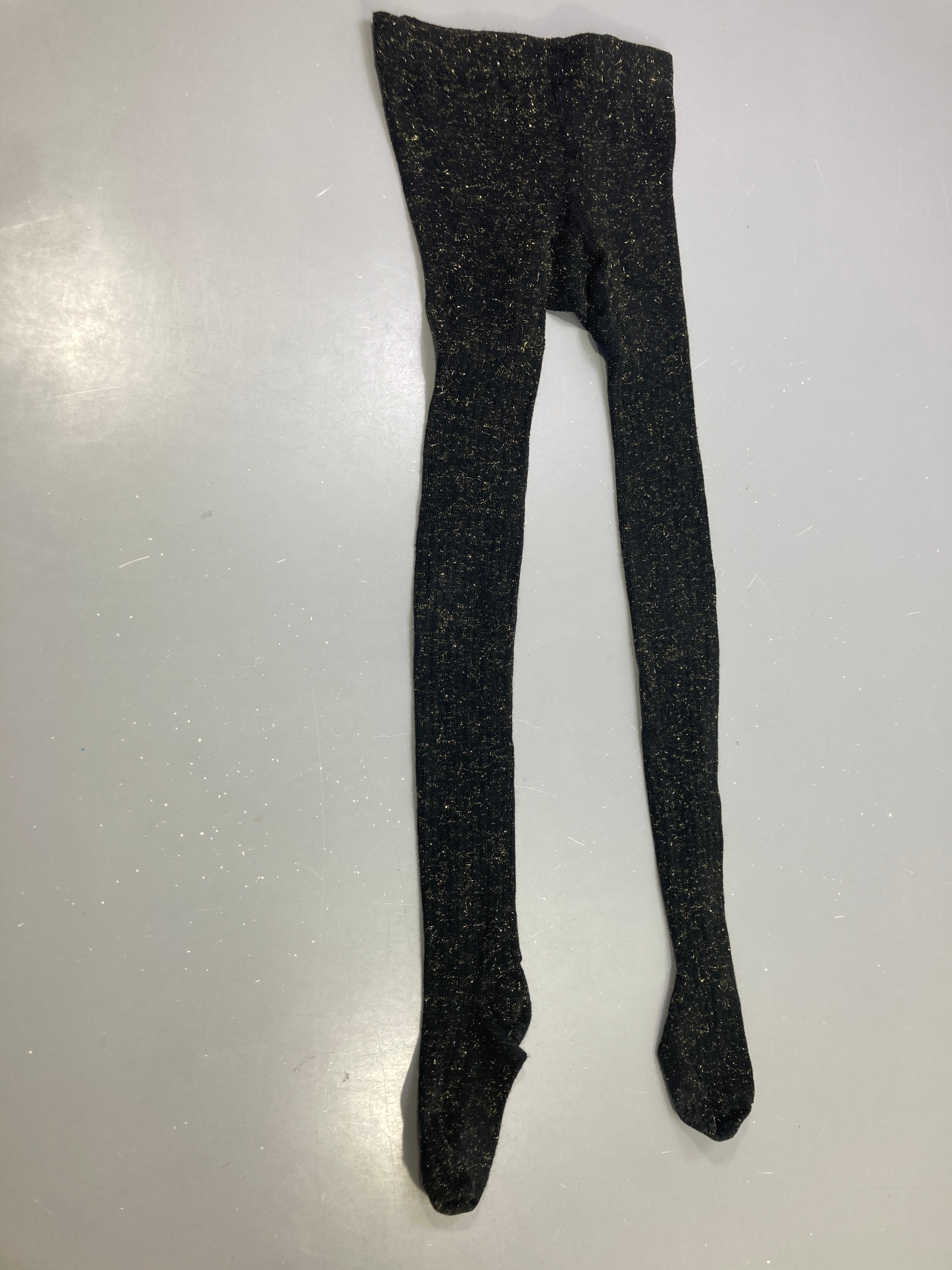 Collant côtelé noir pailleté doré, 31-34