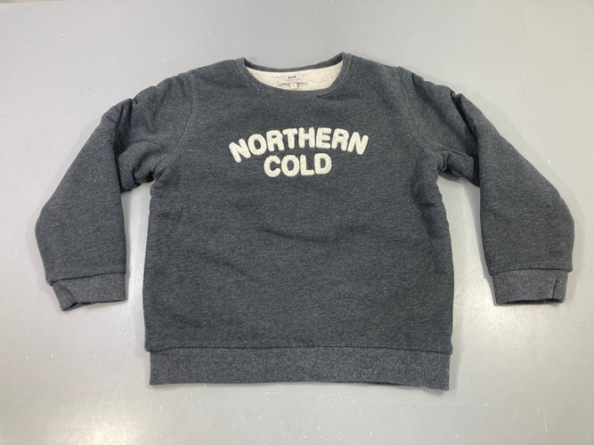 Sweat gris brodé Northern Cold doublé velours, moins cher chez Petit Kiwi