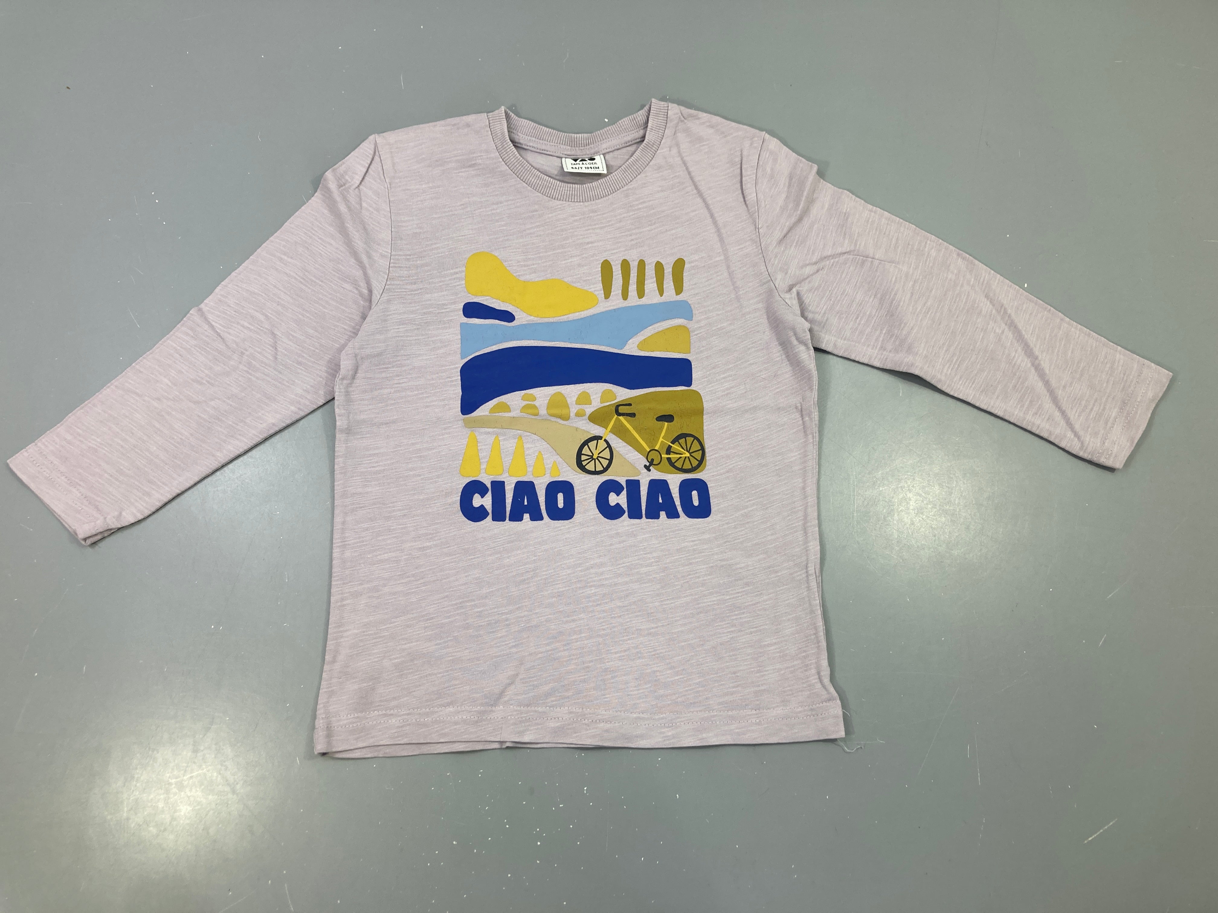 T-shirt m.l mauve flammé imprimé vélo Ciao Ciao