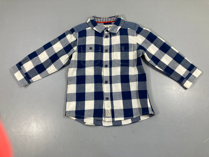 Chemise m.l à carreaux bleu blanc, moins cher chez Petit Kiwi